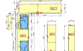 CAD Zeichnung der Granit Arbeitsplatten und Wischleisten