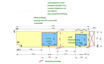 CAD Zeichnung der Küchenzeile in Bonn