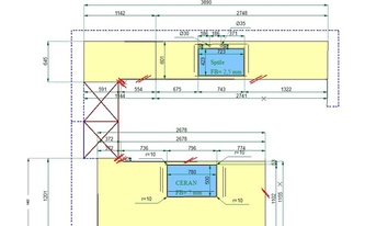 CAD Zeichnung der drei Arbeitsplatten aus Granit