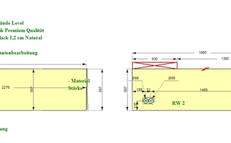 CAD Zeichnung der Level Keramik Rückwände