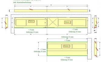 Level Keramik Arbeitsplatten und Rückwände - CAD Zeichnung