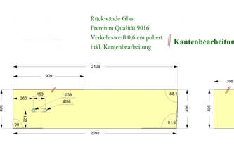 Zeichnung der Glasrückwand in Bonn