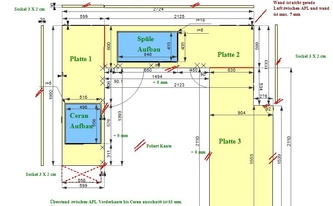 CAD Zeichnung der U-förmigen Küche in Bonn