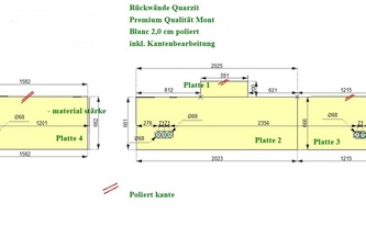 CAD Zeichnung der Quarzit Rückwände