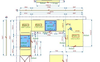 CAD Zeichnung der Mustang Schiefer Arbeitsplatten