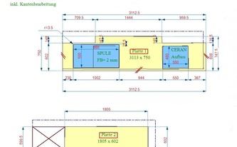 CAD Zeichnung der Silestone Blanco Zeus Extreme Arbeitsplatten