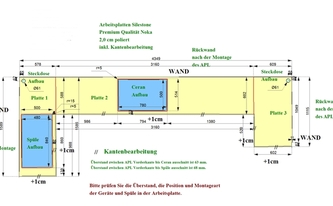 CAD Zeichnung der Silestone Arbeitsplatten in Bonn
