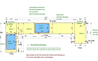 CAD Zeichnung der Silestone Arbeitsplatten in Bonn