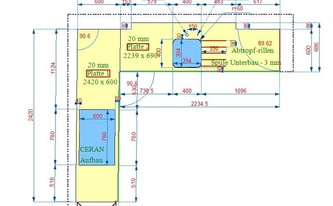 CAD Zeichnung der Silestone White Storm Arbeitsplatten