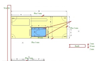 CAD Zeichnung der zwei Granit Arbeitsplatten in Bornheim