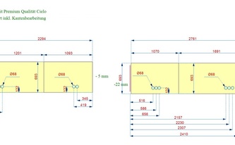 Granit Rückwände - CAD Zeichnung