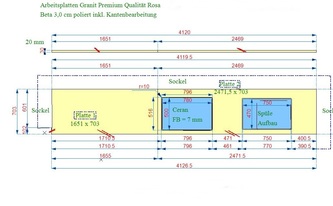 CAD Zeichnung der Granit Arbeitsplatten