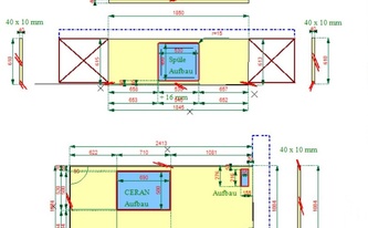 CAD Zeichnung der 2 Arbeitsplatten und 3 Wischleisten