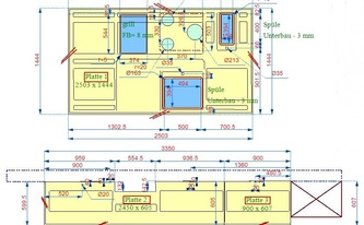 CAD Zeichnung der Neolith Arbeitsplatten für die Küche in Braunschweig