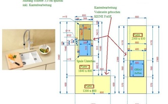 CAD Zeichnung der Mustang Schiefer Arbeitsplatten in Braunschweig