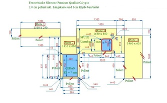 CAD Zeichnung der Calypso Silestone Arbeitsplatten