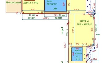 CAD Zeichnung der Granit Arbeitsplatten Devil Black in Bremen