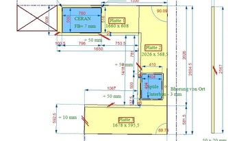 CAD Zeichnung der Silestone Arbeitsplatten Classic White