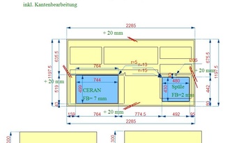 CAD Zeichnung der Keramik SapienStone Arbeitsplatten