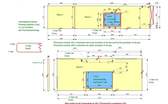 CAD Zeichnung der drei Dekton Arbeitsplatten in Brühl