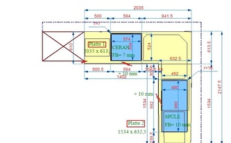 CAD Zeichnung der Naturstein Arbeitsplatten