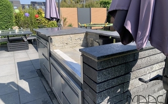 Grillstation mit Granit Arbeitsplatten Steel Grey 