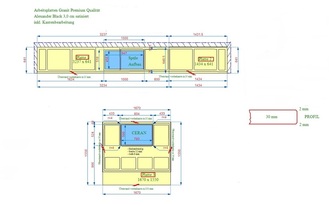 AutoCad Zeichnung der Alexander Black Granit Arbeitsplatten