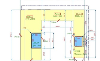 CAD Zeichnung der Granit Devil Black Arbeitsplatten