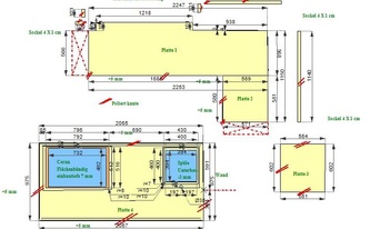 CAD Zeichnung der Arbeitsplatten in Dortmund