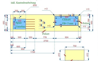 CAD Zeichnung der Granit Alexander Black Arbeitsplatten in Dresden