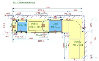 CAD Zeichnung der Schiefer Arbeitsplatten Mustang Schiefer