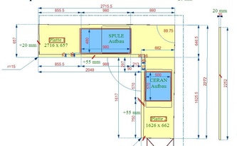 CAD Zeichnung der Granit Arbeitsplatten in Düren