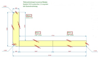 CAD Zeichnung der Caesarstone Thekenabdeckung