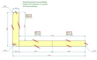 CAD Zeichnung der Caesarstone Thekenabdeckung