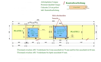 CAD Zeichnung der Küchenzeile in Düsseldorf