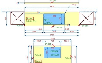 CAD Zeichnung der Granit Astoria Ivory Arbeitsplatten
