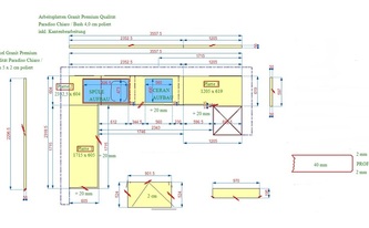 AutoCad Zeichnung für Granit Arbeitsplatten, Sockelleisten, Rückwand und Fensterbank