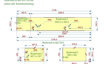 CAD Zeichnung der Glasrückwände