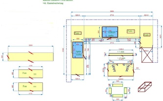CAD Zeichnung der Granit Arbeitsplatten, Theke und Fensterbank