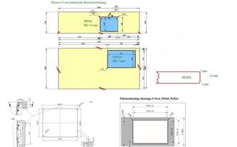 CAD Zeichnung der zwei Granit Arbeitsplatten