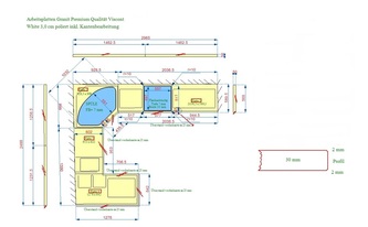 AutoCad Zeichnung der Arbeitsplatten Granit Viscont White