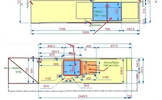 CAD Zeichnung der Silestone Arbeitsplatten und Rückwände Blanco Zeus Extreme