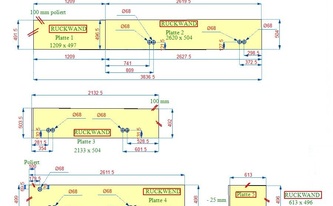 CAD Zeichnung der Granit Rückwände