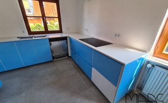 Montage der Silestone Arbeitsplatten Miami White in Eichenau