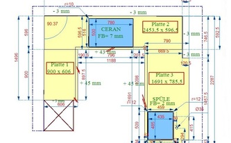 CAD Zeichnung der Silestone Arbeitsplatten Unsui