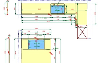 CAD Zeichnung der Quarz Arbeitsplatten und Wischleisten