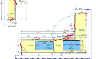 CAD Zeichnung der Granit Arbeitsplatten