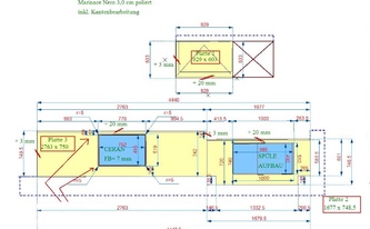 CAD Zeichnung der Granit Arbeitsplatten und Wischleisten Marinace Nero