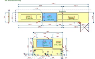 CAD Zeichnung der Granit Arbeitsplatten