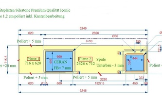 CAD Zeichnung der Silestone Arbeitsplatte Iconic White